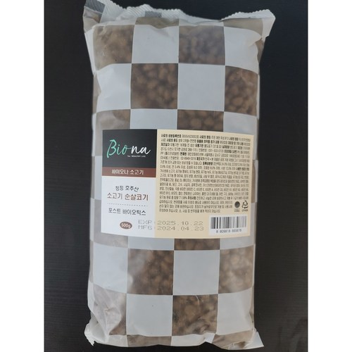 바이오나 유기농 70% 가수분해 소고기 건식 사료 500g, 3개