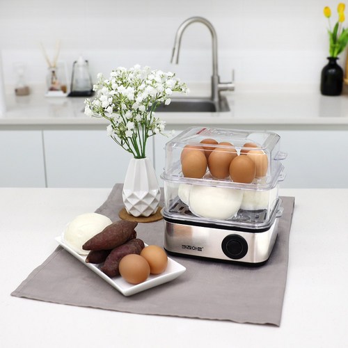 키친아트 계란찜기 에그찜기 10분 쾌속순환가열 스텐레스열판, 스텐사각2단