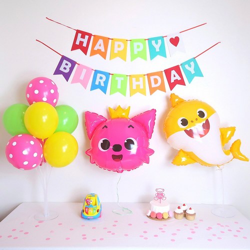 아기상어 핑크퐁 풍선 생일파티세트 두돌생일상 세돌 500일 1000일 풍선, 풀세트, 1000