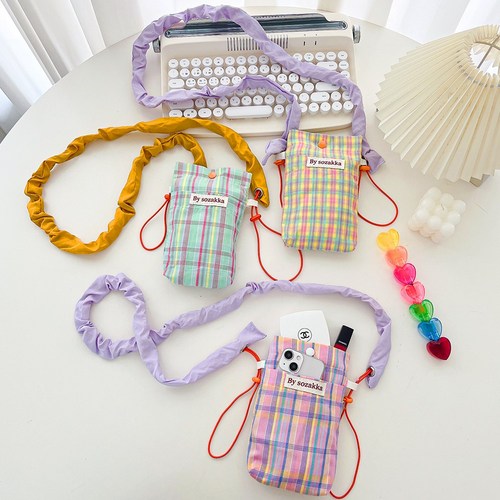 여성 휴대폰 가방 체크 미니 크로스백 가벼운 초등 핸드폰가방 어린이 스마트폰가방