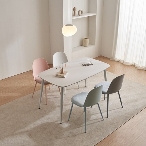 바오트 레테 4인 세라믹 식탁 PP의자 SET, 그레이2개+스카이블루2개