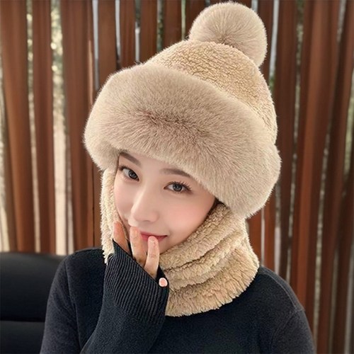 애띠앙 1+1 에스키모 후드 넥 워머 페이크 퍼 목토시, 그레이+그레이