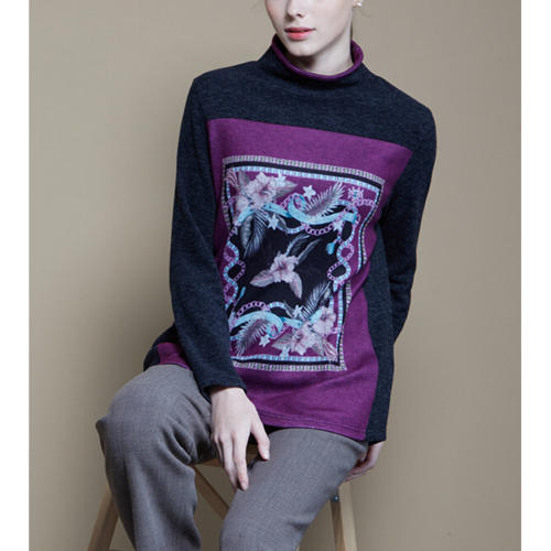 주노아띠 가을 겨울 기모 목폴라 여성 긴팔 티셔츠