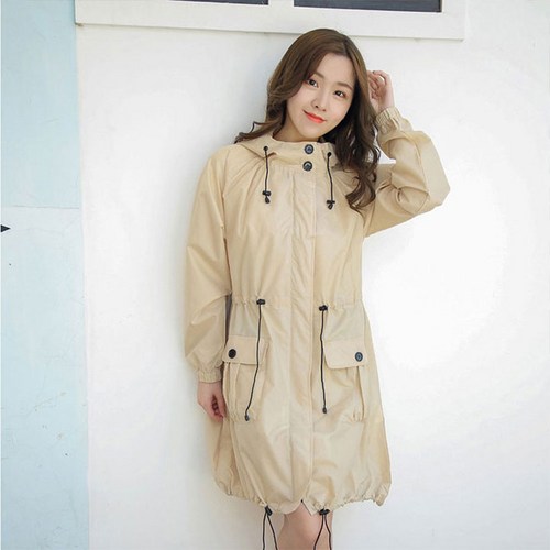 한그래 여성 골프우비 남성 레인코트 레인웨어 여성무지레이코트 체크골프우비, 여성무지레인코트-베이지, 1개