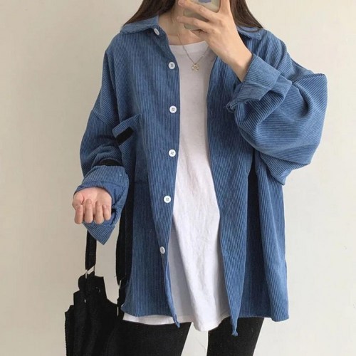 플랜와이 여성 코듀로이 골덴 블라우스 셔츠