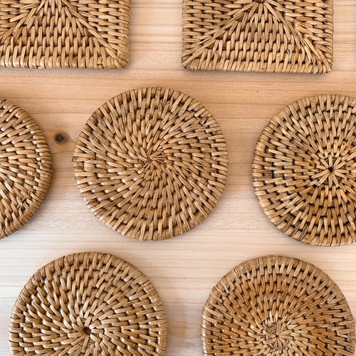 [소품톡톡] 라탄컵받침 라탄티코스터 라탄화병받침 홈카페 커피받침, 원형 M