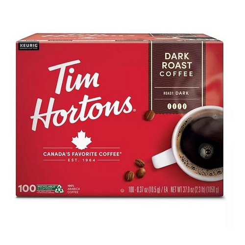 [미국직구] 팀홀튼 캡슐 커피 다크 로스트 100개 / Tim Hortons K Cups Coffee - Dark Roast (100 ct.), 10.5g, 1개입