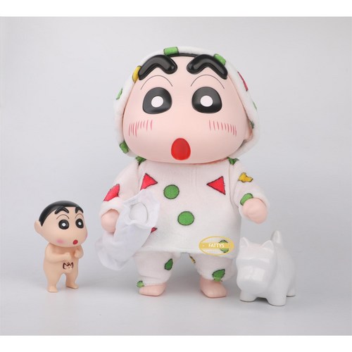 FATTYS 잠옷 짱구 피규어 대형 피규어 코끼리 신짱 변장 42CM, 화이트 파자마, 컬러 박스 포장