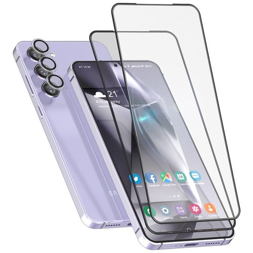 고부기 아이폰 풀커버 강화유리 액정보호 필름 2매+카메라 렌즈 보호 메탈링 투명 1매, 1세트