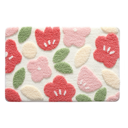 모먼트비 부드러운 도톰 극세사 욕실 화장실 현관 미끄럼방지 논****** 프리미엄 발매트 60 X 40 CM, 플라워