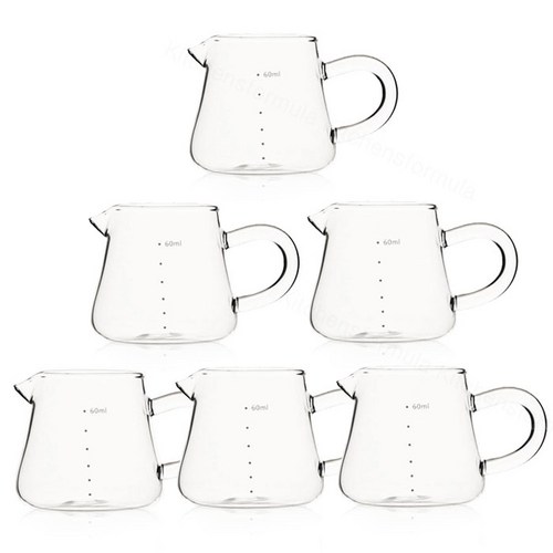 Bestra 내열유리 눈금형 밀크저그 시럽잔, 투명 60ml, 6개