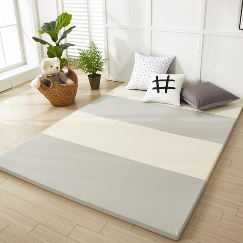 니두스 논****** 폴더매트 커버 아기 놀이매트 층간소음매트 4단 5단, 논******매트_크림그레이