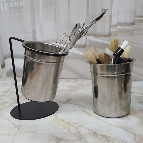 스테인레스 정리통 BMP 국산 1호 스트로 스푼꽂이 수저통 집게통 비엠피 스텐통 빨대꽂이, 1개