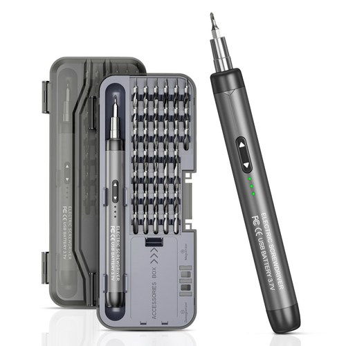 CozyTemp 전동 드라이버 무선 충전식 다용도 정밀 드릴 공구, 그레이, 1개