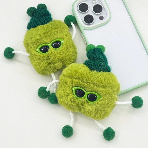 영스피플 선글라스 털 인형 에어팟 케이스 1 2 3 4 프로2 특이한 귀여운 캐릭터 보호 커버, 에어팟3, 그린, 1개
