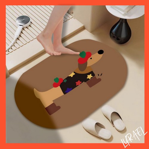 리라엘 욕실발매트 규조토발매트 사랑스런 프리미엄 화장실 발매트, 1개, 별무늬 빨강모자