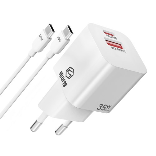 케이엠 2포트 PPS PD 듀얼포트 고속 미니충전기 +60W 초고속 충전케이블, 1개, USB+C타입