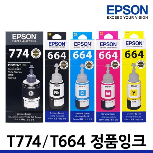 엡손 정품 무한잉크 T664 T774 L665 L565 L365 L220 L210 555, T774100 검정/정품, 1개