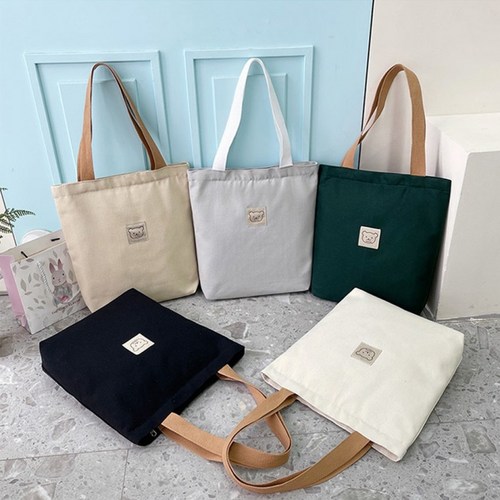 데일리 곰돌이 사계절 캔버스 에코백 대학생 가방