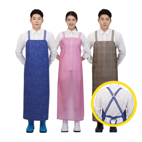 포시스 우레탄 파이핑 방수 앞치마 (대) 무늬 체크 스트라이프 물방울, 핑크, 파이핑 (대) 체크, 1개