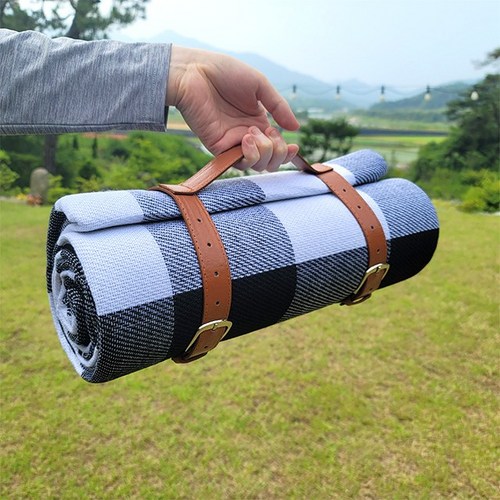 나스카피 감성 캠핑 차박 방수 매트 돗자리, 차박 방수 매트 돗자리 블랙 빅체크