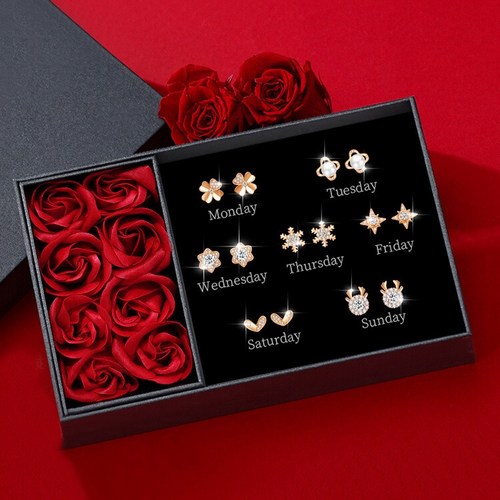 일성 18K 14K 도금 7 Days 다른 스타일의 귀걸이 여성 기념일 선물 생일