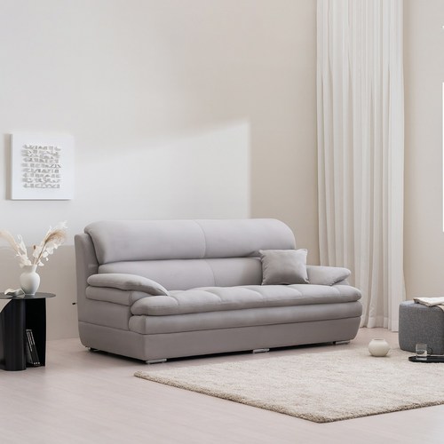 가구모티브 스너그 아쿠아텍스 3인용 소파, 스툴 포함, 라이트그레이