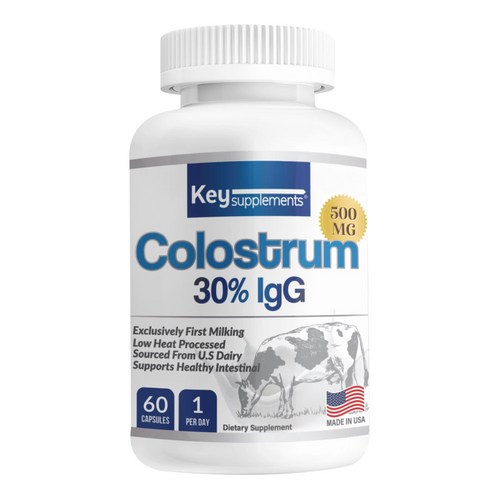 키서플리먼트 초유 영양제 500mg 콜로스트럼 Colostrum 30% IgG 60 캡슐 하루 1정 섭취 스페셜 프리미엄 포뮬라 Key Supplements, 1개, 60정