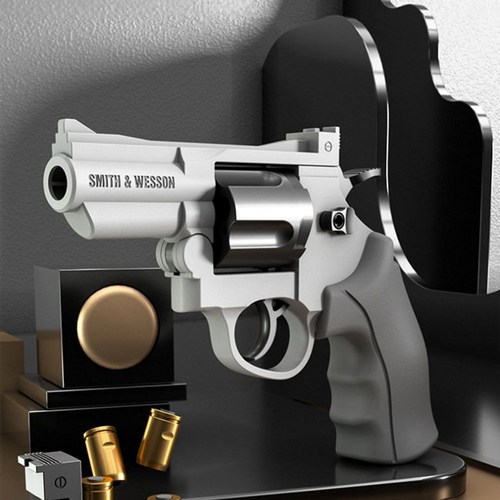 아이 남아 선물 더블 액션 작동 리볼버 건 총 장난감 재밌는, 실버그레이