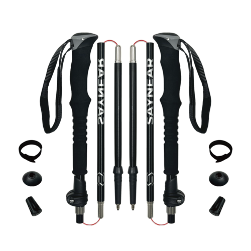 세이니어 등산스틱 두랄루민7075 초경량 5단 접이식 2P 세트, 블랙, 2개