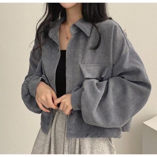 시티 코듀로이 셔츠 자켓 긴팔 여성 여자 골덴 크롭 오버핏 블라우스 가을 겨울 남방 가오리