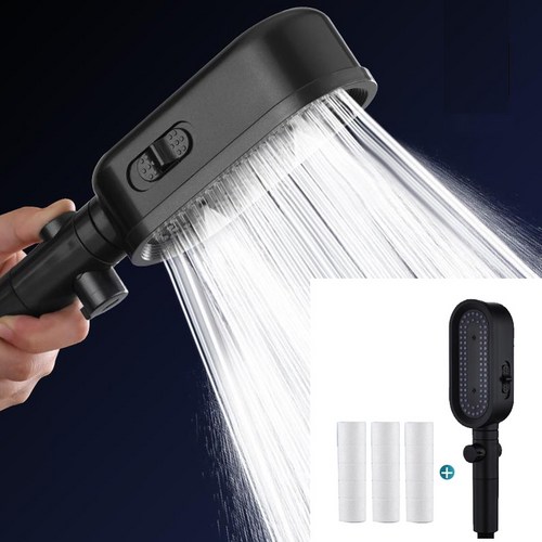 제이스맘 고압 필터 3단 샤워기 본품 + 3필터 1세트 JNSH001, 블랙, 1개