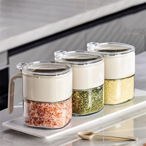 주방 유리양념통 세트+스티커 밀폐 유리고체 양념통 300ml, 3개
