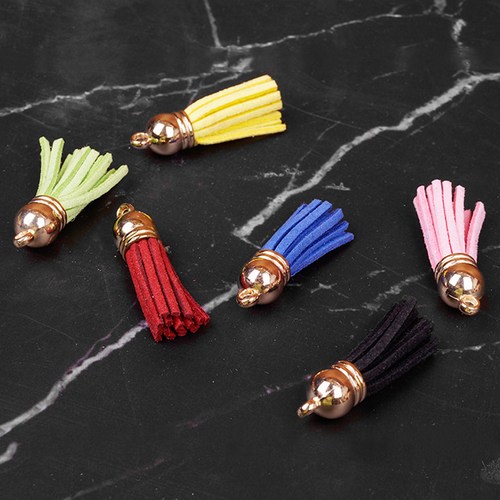 칼라 혼합 가죽 태슬 3cm 1개 키링 가방고리 공예 재료