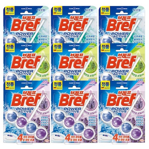 헨켈 브레프 변기세정제 오션향x3개+파인향x3개+라벤더x3개, 1세트, 50g, 1개