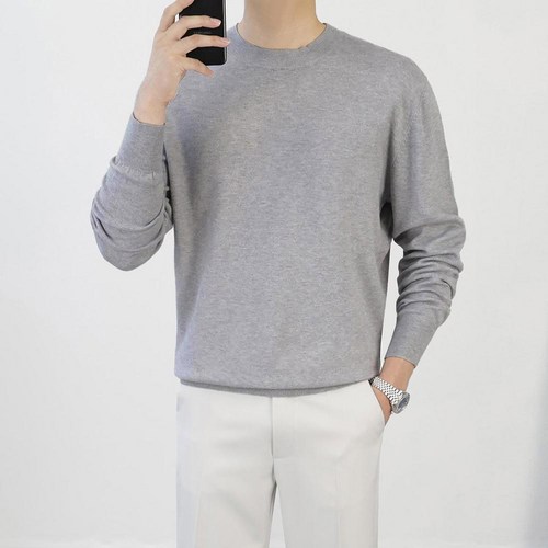 로코비전 부드러운 캐시미어 스판 니트 오버핏 비스코스 남자 스웨터