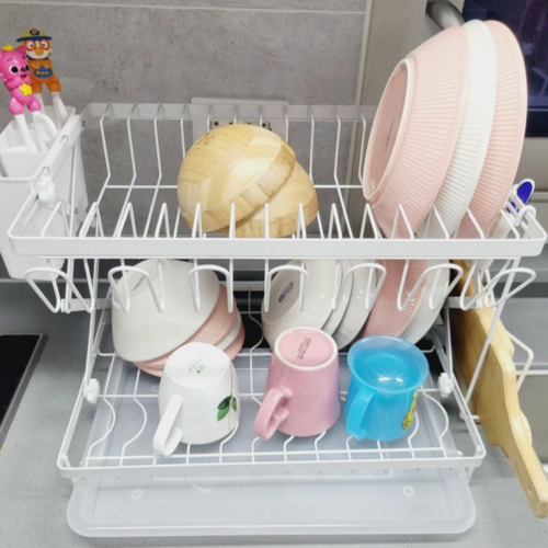 마이또바기 접이식 식기건조대 2단, 블랙