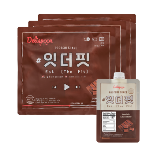 델리스푼 단백질 쉐이크 잇더핏 더블초코맛, 40g, 21개 - 초코 단백질 추천