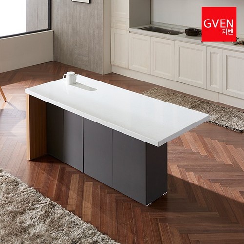 GVEN 지벤 바우스 T형 인조대리석 1600 높은 아일랜드 홈바, 선택2 오크그레이