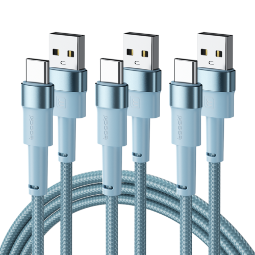 Toocki 마카롱 C타입 3A 고속충전 케이블, 3m, 불루, 3개
