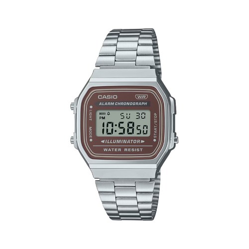 카시오 메탈 빈티지 레트로 패션디지털 학생 손목시계 A168WA-5AY + 패션팔찌 세트