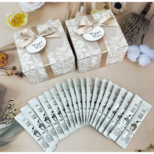 [고급리본 & 문구스티커] 각종 행사 답례품 꿀스틱 고급형 20포 x 10g, 1세트, 리본색상-연피치