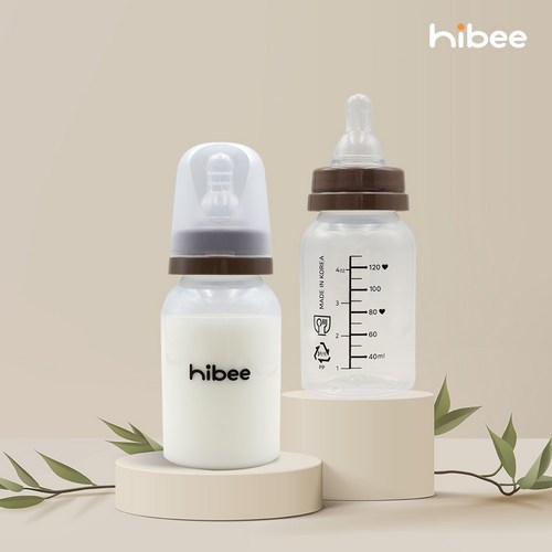 하이비 에잇벤트 신생아 PP젖병 (젖꼭지포함), 브라운, 130ml, 3개