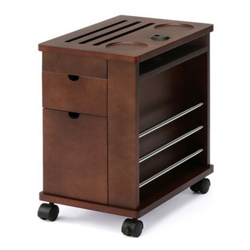 SANWA 양면형 다용도 이동식선반 바퀴서랍 다크브라운 틈새 수납장, I-KW100-DESKS003M 이동식 바퀴서랍수납장