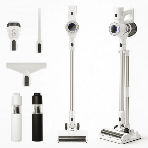 최신형 차이슨 무선 스틱 청소기 BLDC 흡입력 좋은 진공청소기  다양한 구성품  평생AS, 화이트