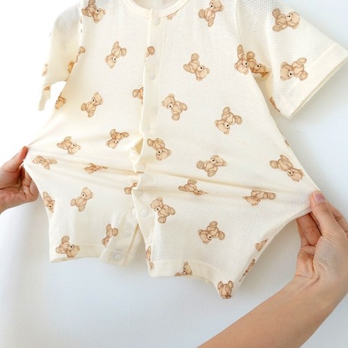 국내생산 신생아 아기 코튼 7부 칠부 메쉬 매쉬 바디 수트 슈트  내복 내의 made in korea