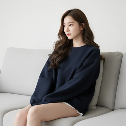 구디프 여성용 데일리 소프트 루즈핏 베이직 라운드넥 캐주얼 스웻셔츠