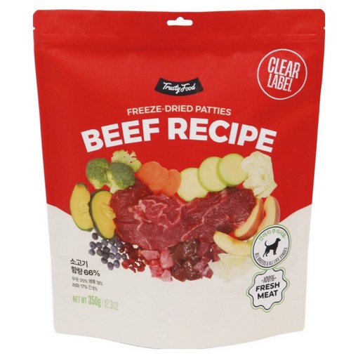 트러스티푸드 전연령 강아지 비프 포크 동결 건조사료 패티, 비프, 350g, 1개