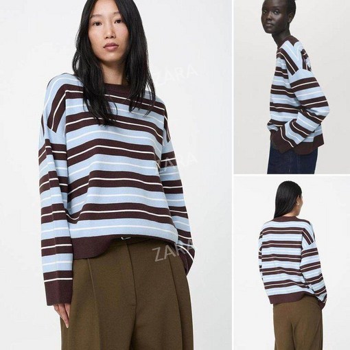 자라 봄 스트라이프 크루넥 긴팔 티셔츠 2026
