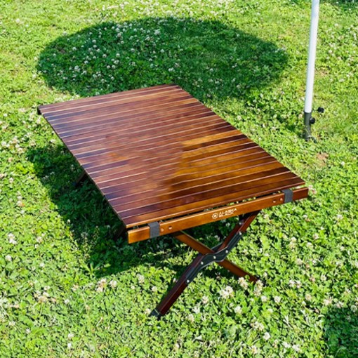 알래스카블랙 캠핑 우드 롤 테이블